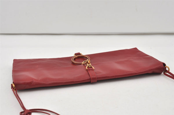 Authentic PRADA Vintage Leather Nappa Chain Shoulder Bag Purse Red 0776J