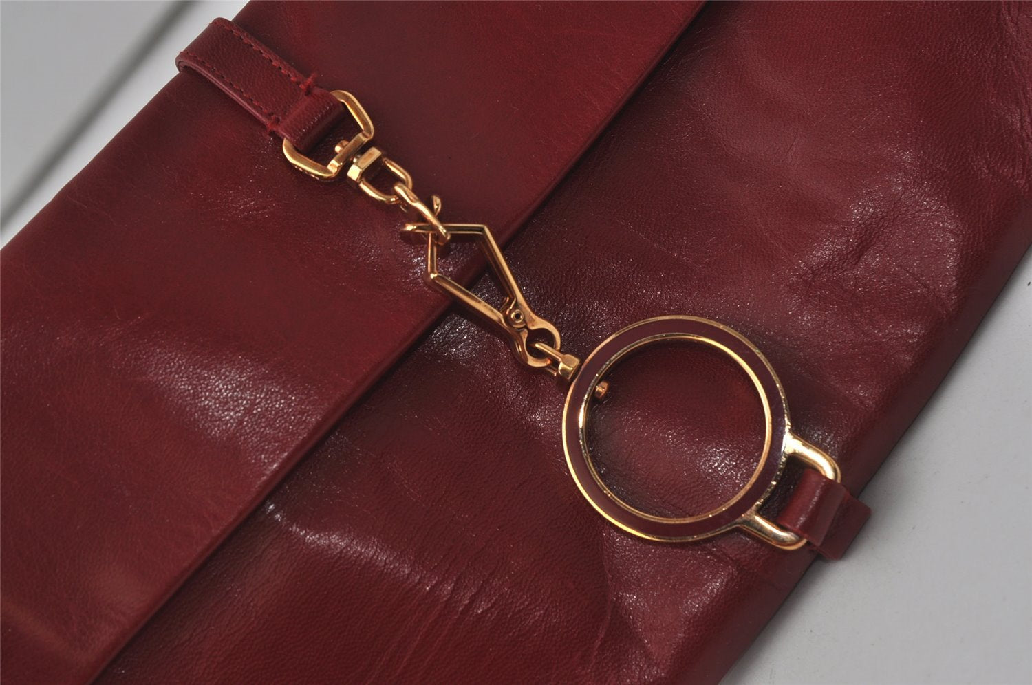 Authentic PRADA Vintage Leather Nappa Chain Shoulder Bag Purse Red 0776J