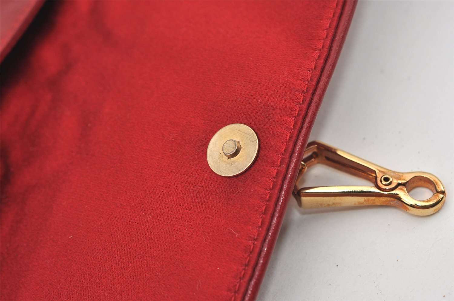 Authentic PRADA Vintage Leather Nappa Chain Shoulder Bag Purse Red 0776J