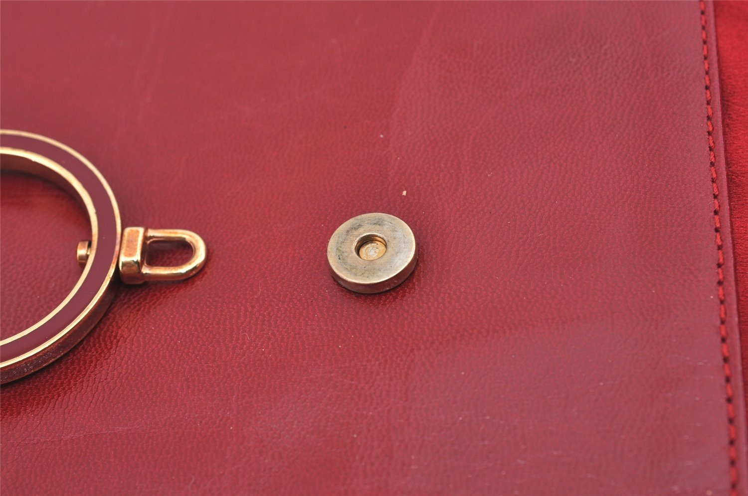 Authentic PRADA Vintage Leather Nappa Chain Shoulder Bag Purse Red 0776J