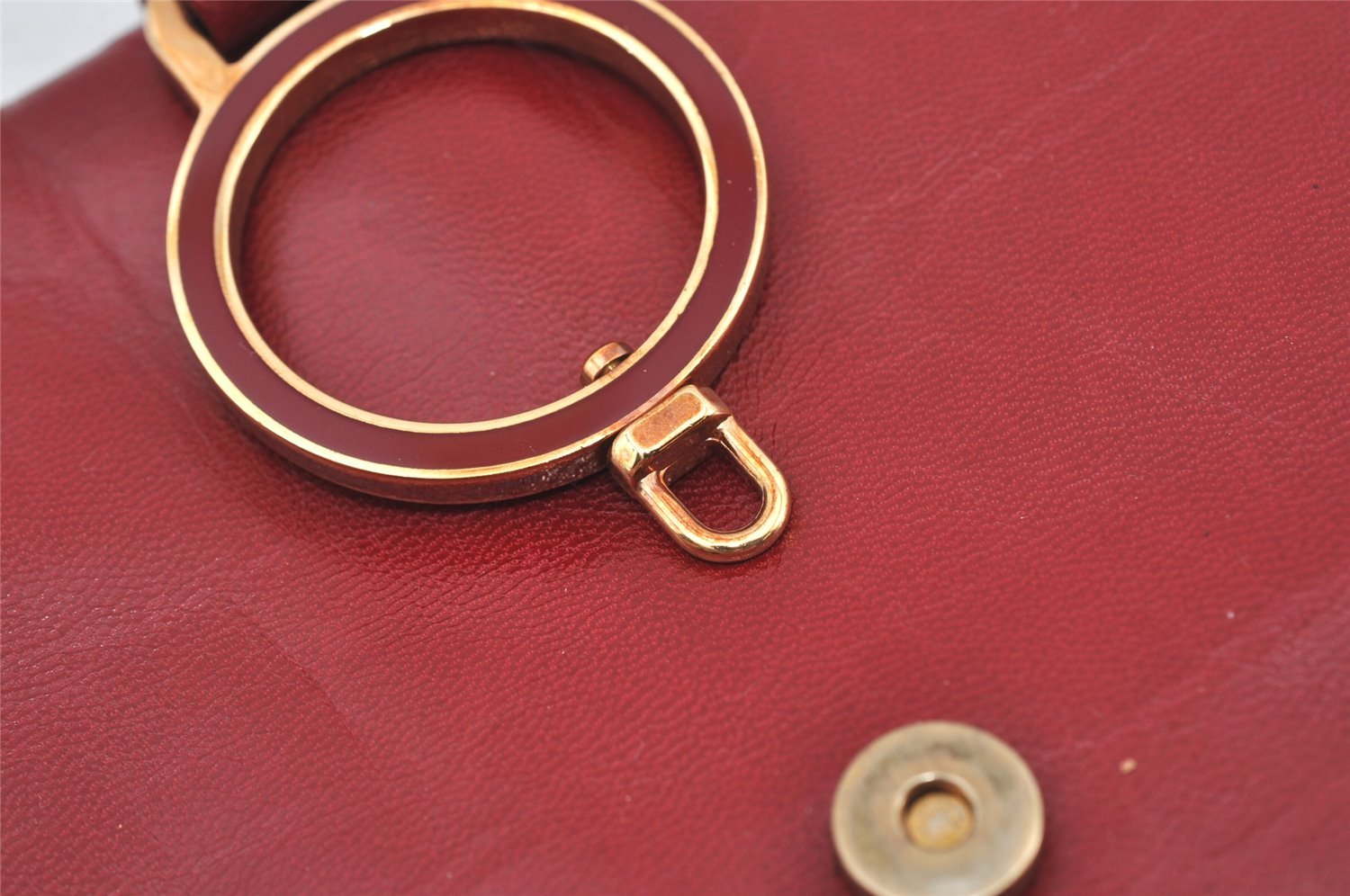 Authentic PRADA Vintage Leather Nappa Chain Shoulder Bag Purse Red 0776J