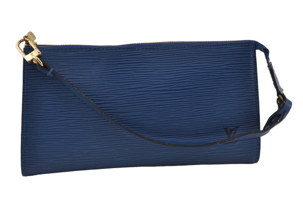 Authentic Louis Vuitton Epi Pochette Accessoires Pouch Blue M52945 LV 0778J