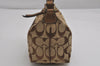 Authentic COACH Signature Hand Bag Pouch Purse Canvas Leather Brown 0778K