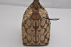 Authentic COACH Signature Hand Bag Pouch Purse Canvas Leather Brown 0778K