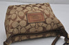 Authentic COACH Signature Hand Bag Pouch Purse Canvas Leather Brown 0778K