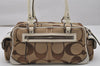 Authentic COACH Signature Shoulder Hand Bag Canvas Leather 6231 Brown 0780K