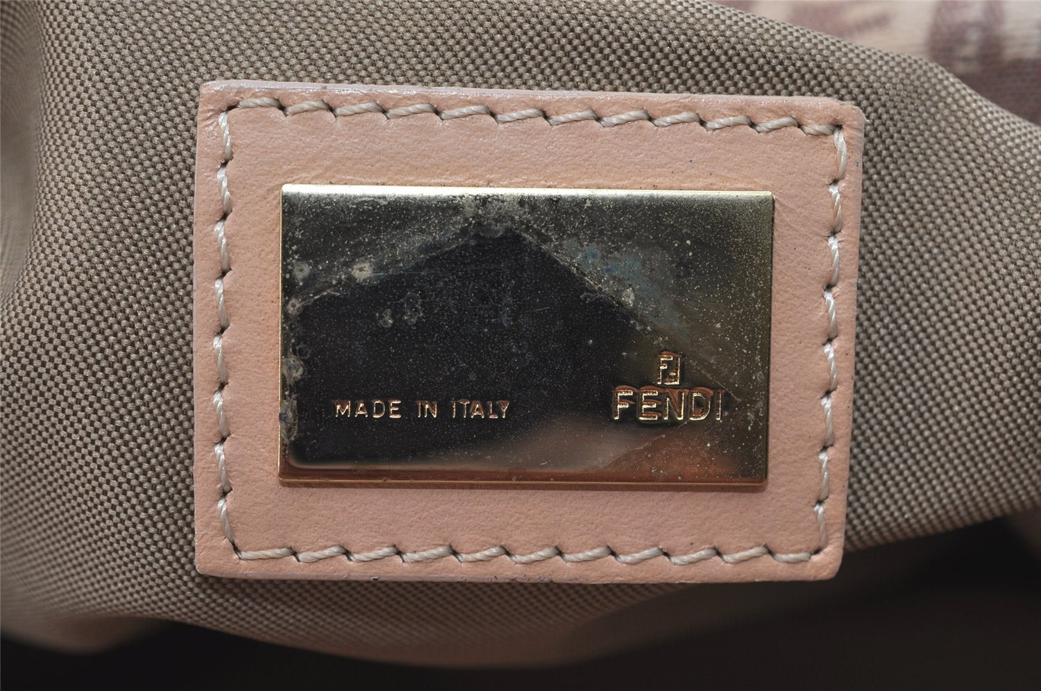 Authentic FENDI Vintage Zucchino Hand Bag Purse Canvas Leather Pink 0781I