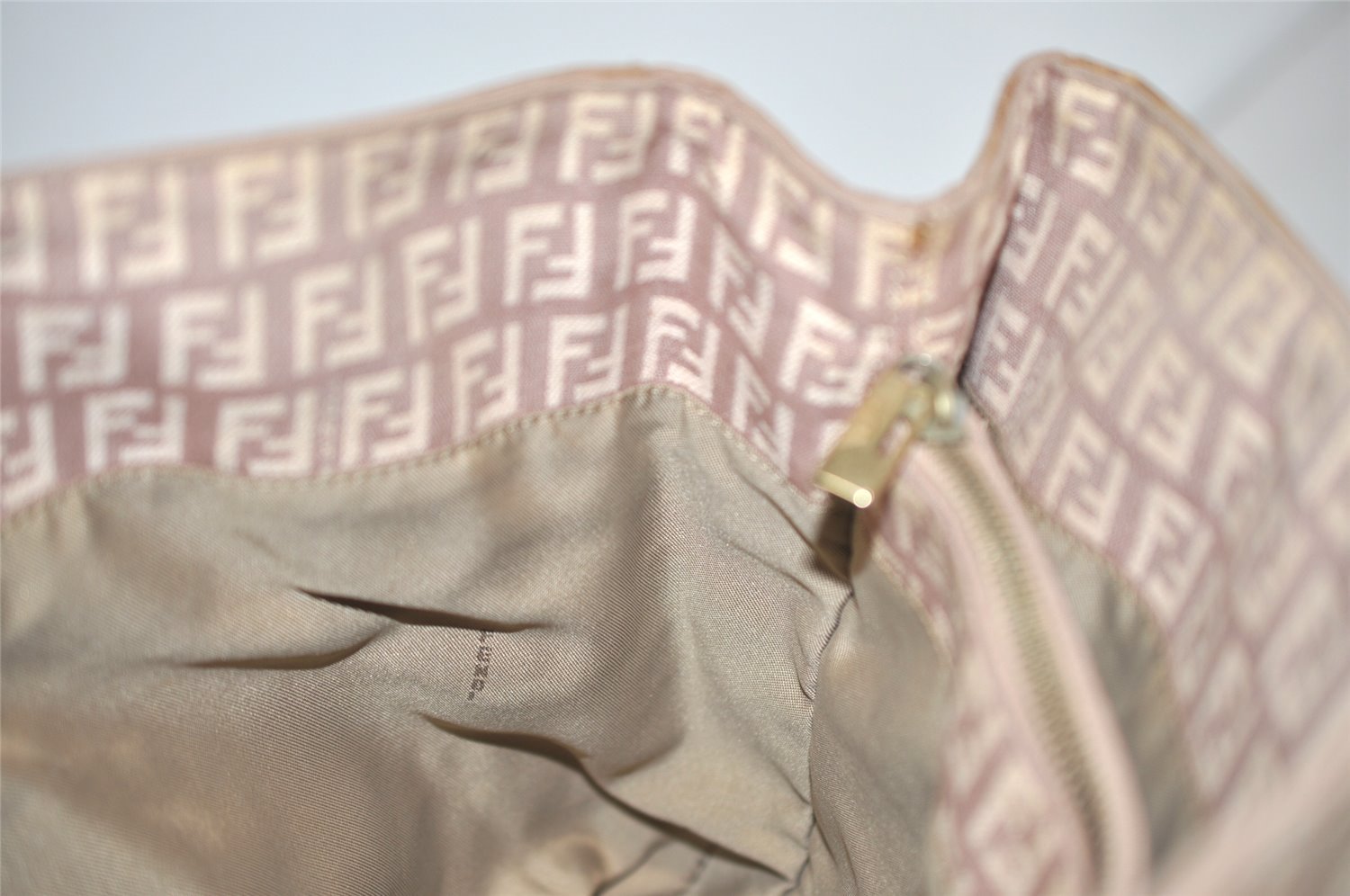 Authentic FENDI Vintage Zucchino Hand Bag Purse Canvas Leather Pink 0781I