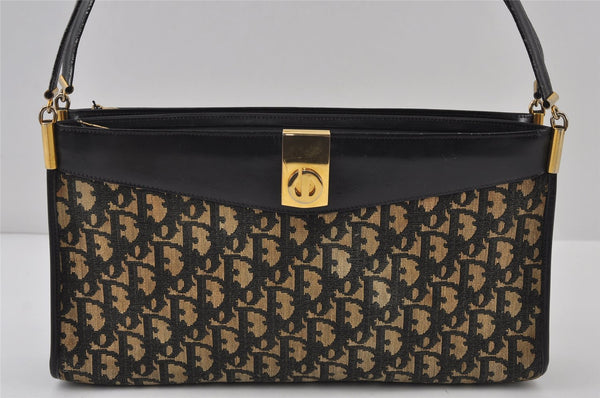 Authentic Christian Dior Trotter Shoulder Hand Bag Canvas Leather Blue 0783J