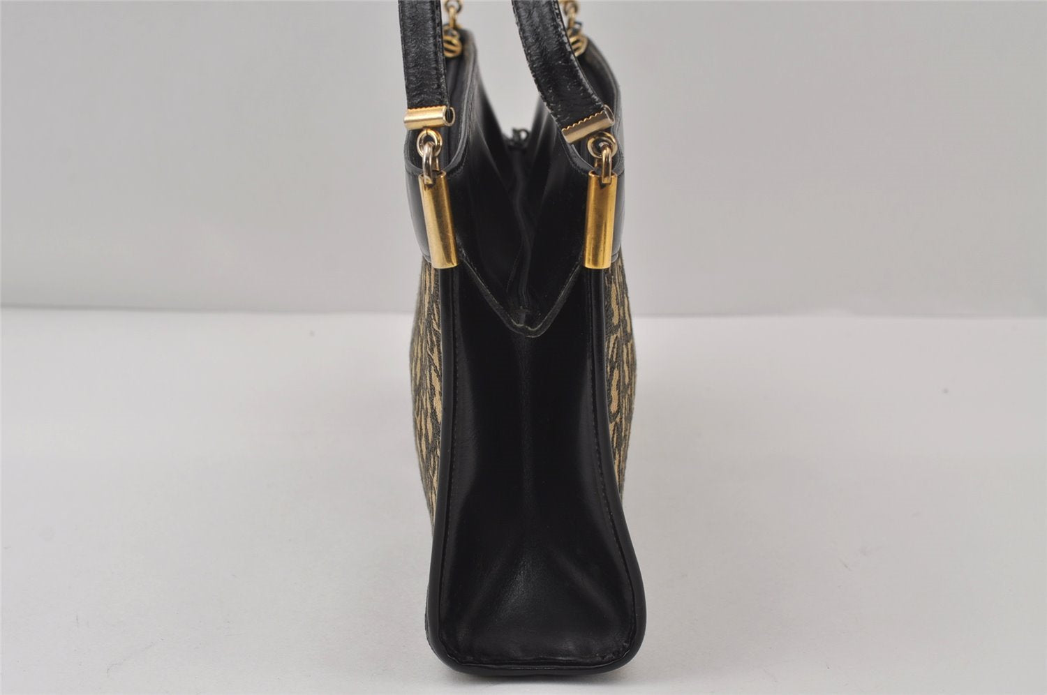 Authentic Christian Dior Trotter Shoulder Hand Bag Canvas Leather Blue 0783J