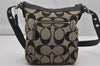 Authentic COACH Signature Shoulder Cross Bag Canvas Leather F13079 Black 0784K