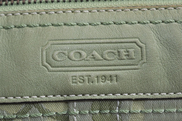 Authentic COACH Signature Shoulder Cross Bag Canvas Leather 10379 Green 0785K