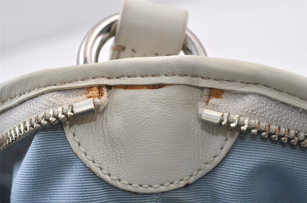 Authentic COACH Signature Shoulder Cross Bag Canvas Leather Light Blue 0786K