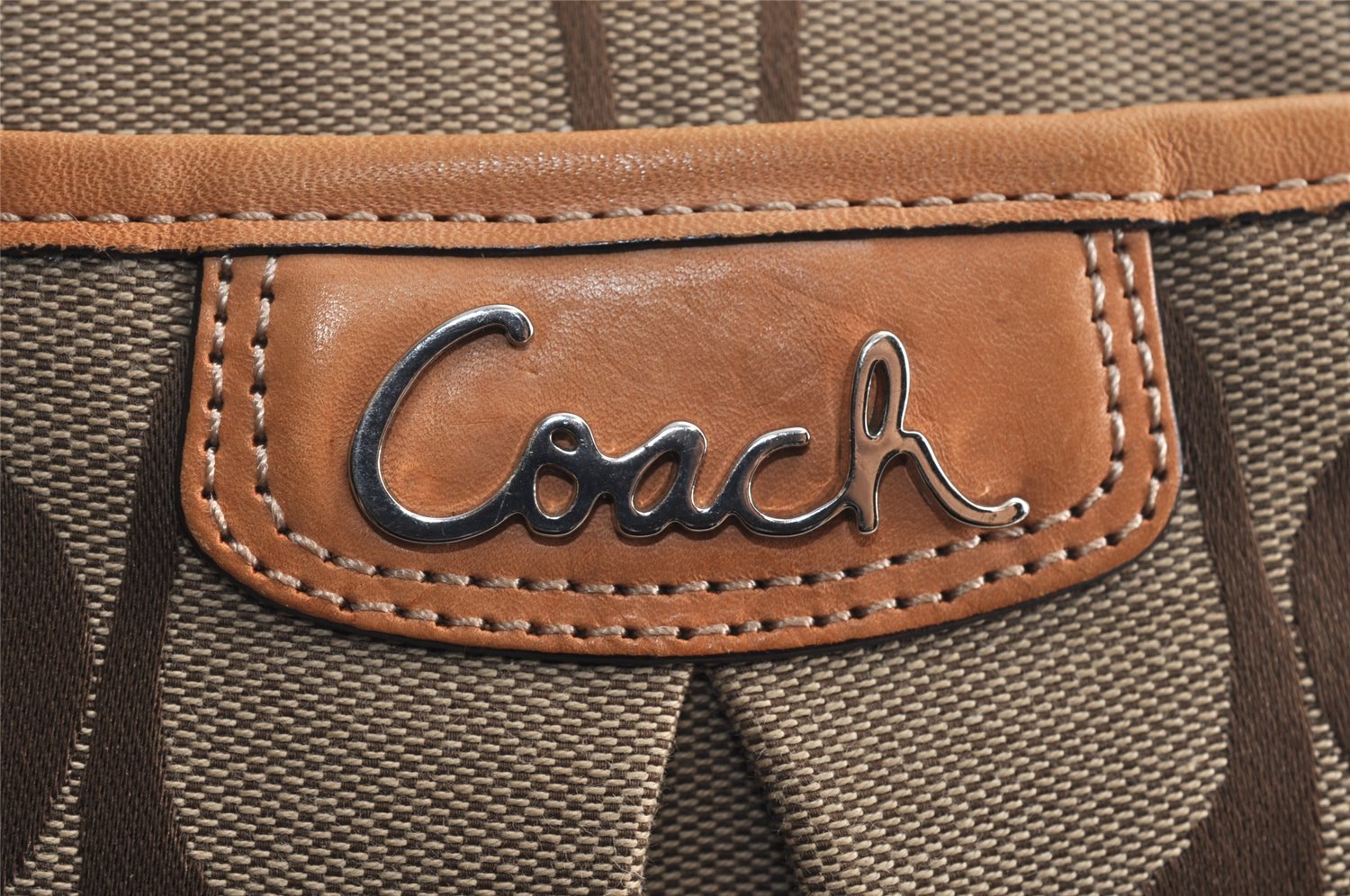 Authentic COACH Signature Shoulder Cross Bag Canvas Leather F19727 Brown 0787K