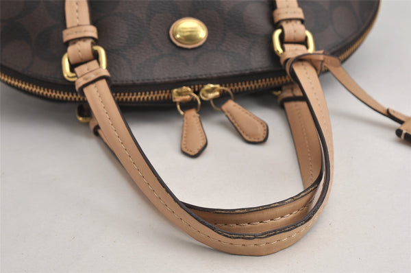 Authentic COACH Vintage Signature Hand Bag PVC Leather Brown 0789K