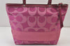 Authentic COACH Vintage Signature Shoulder Tote Bag Canvas Enamel Purple 0790K