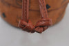 Authentic MCM Visetos Leather Shoulder Cross Body Drawstring Bag Brown 0791J