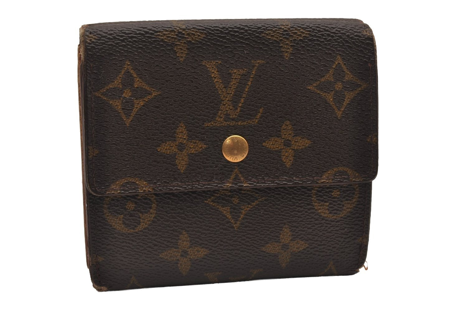 Auth Louis Vuitton Monogram M61652 Porte Monnaie Billet Carte Credit Junk 0792J