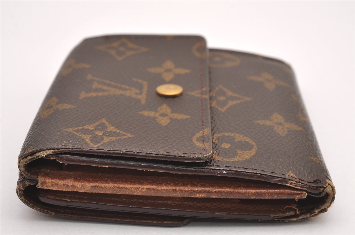 Auth Louis Vuitton Monogram M61652 Porte Monnaie Billet Carte Credit Junk 0792J