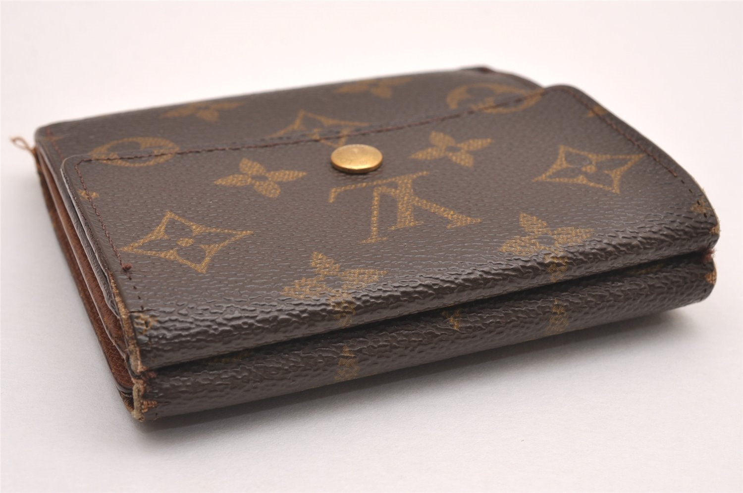 Auth Louis Vuitton Monogram M61652 Porte Monnaie Billet Carte Credit Junk 0792J