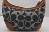 Authentic COACH Signature Shoulder Tote Bag Denim Leather 12748 Navy Blue 0792K