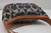 Authentic COACH Signature Shoulder Tote Bag Denim Leather 12748 Navy Blue 0792K