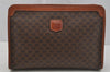 Authentic CELINE Macadam Blason Pattern Clutch Hand Bag PVC Leather Brown 0793J