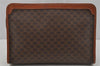 Authentic CELINE Macadam Blason Pattern Clutch Hand Bag PVC Leather Brown 0793J