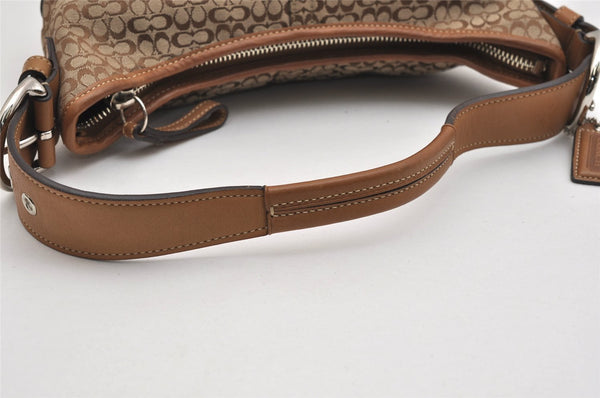 Authentic COACH Signature Hand Bag Purse Canvas Leather J042 Brown 0793K