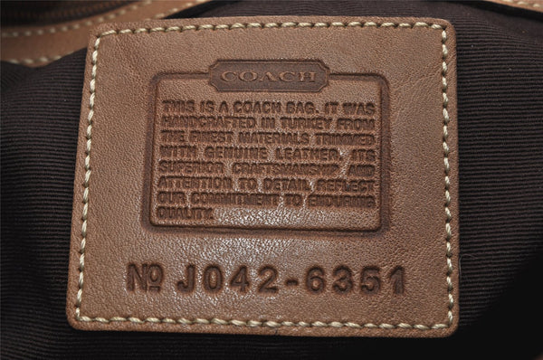 Authentic COACH Signature Hand Bag Purse Canvas Leather J042 Brown 0793K