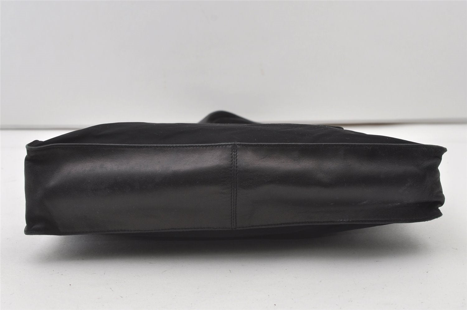 Authentic PRADA Nylon Tessuto Leather Shoulder Tote Bag Black 0795J