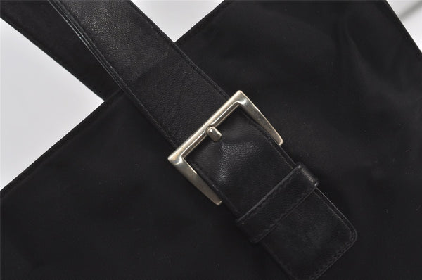Authentic PRADA Nylon Tessuto Leather Shoulder Tote Bag Black 0795J
