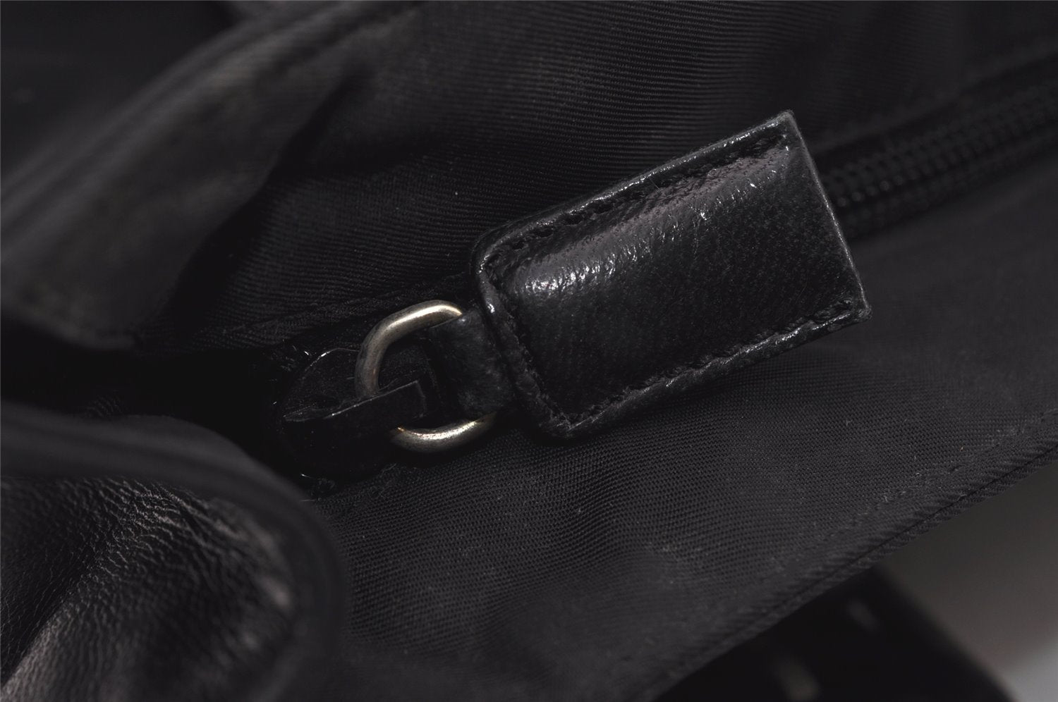 Authentic PRADA Nylon Tessuto Leather Shoulder Tote Bag Black 0795J