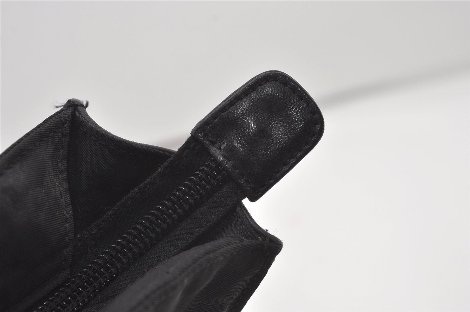 Authentic PRADA Nylon Tessuto Leather Shoulder Tote Bag Black 0795J