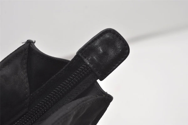 Authentic PRADA Nylon Tessuto Leather Shoulder Tote Bag Black 0795J