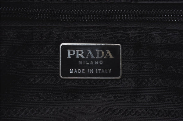 Authentic PRADA Nylon Tessuto Leather Shoulder Tote Bag Black 0795J