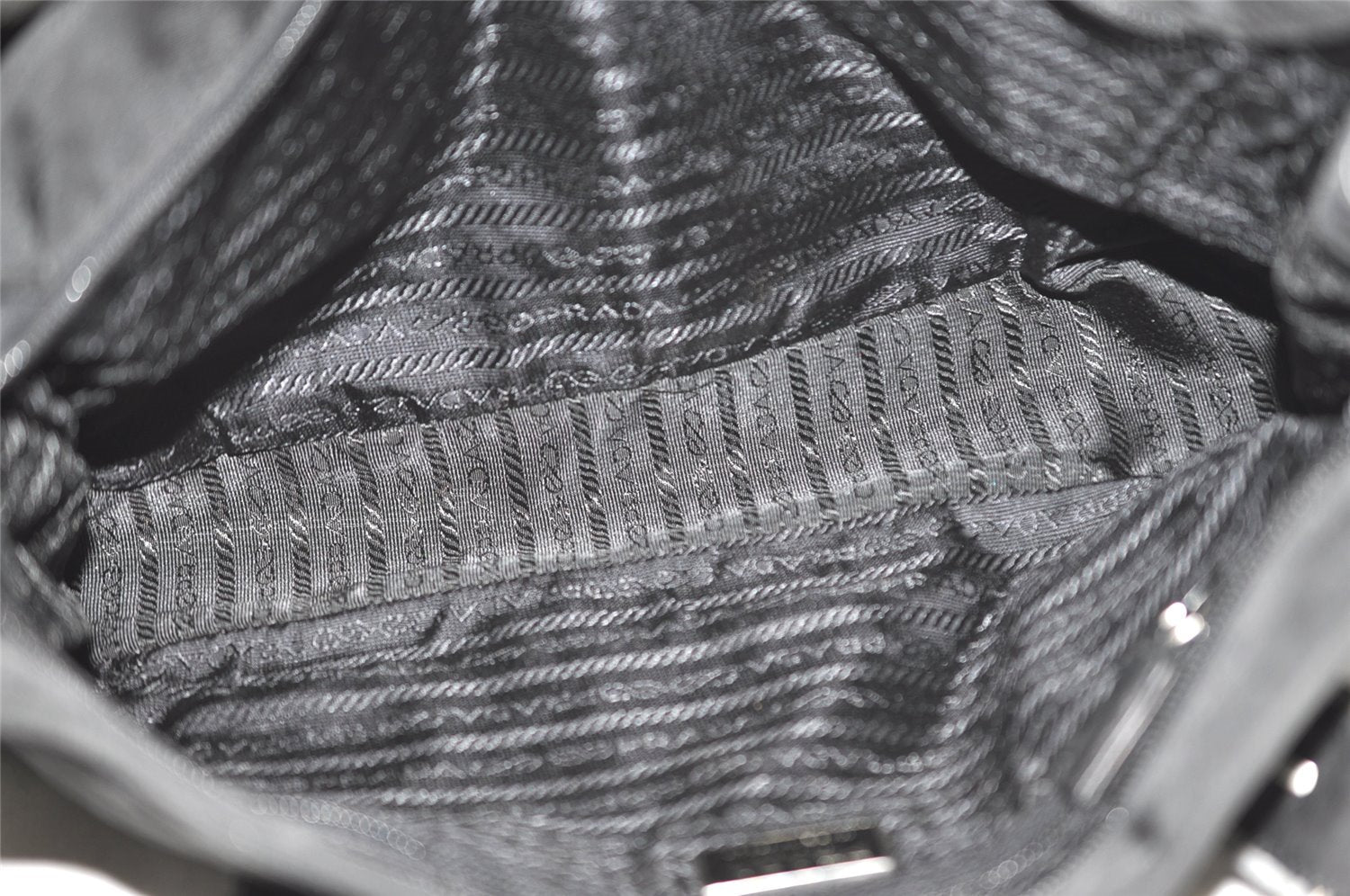 Authentic PRADA Nylon Tessuto Leather Shoulder Tote Bag Black 0795J