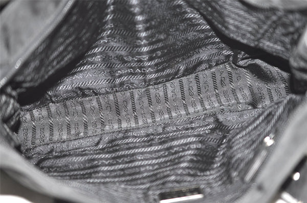 Authentic PRADA Nylon Tessuto Leather Shoulder Tote Bag Black 0795J