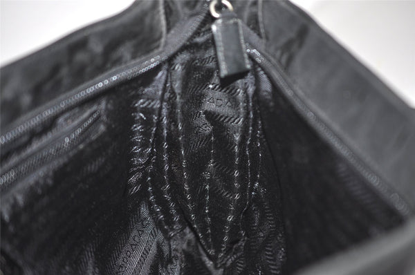 Authentic PRADA Nylon Tessuto Leather Shoulder Tote Bag Black 0795J