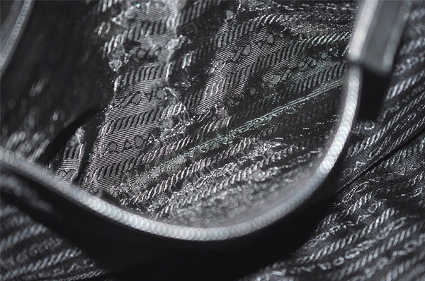 Authentic PRADA Nylon Tessuto Leather Shoulder Tote Bag Black 0795J