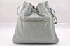 Authentic GUCCI Shoulder Drawstring Bag Canvas Leather 0014021 Light Blue 0796J