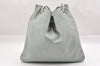 Authentic GUCCI Shoulder Drawstring Bag Canvas Leather 0014021 Light Blue 0796J