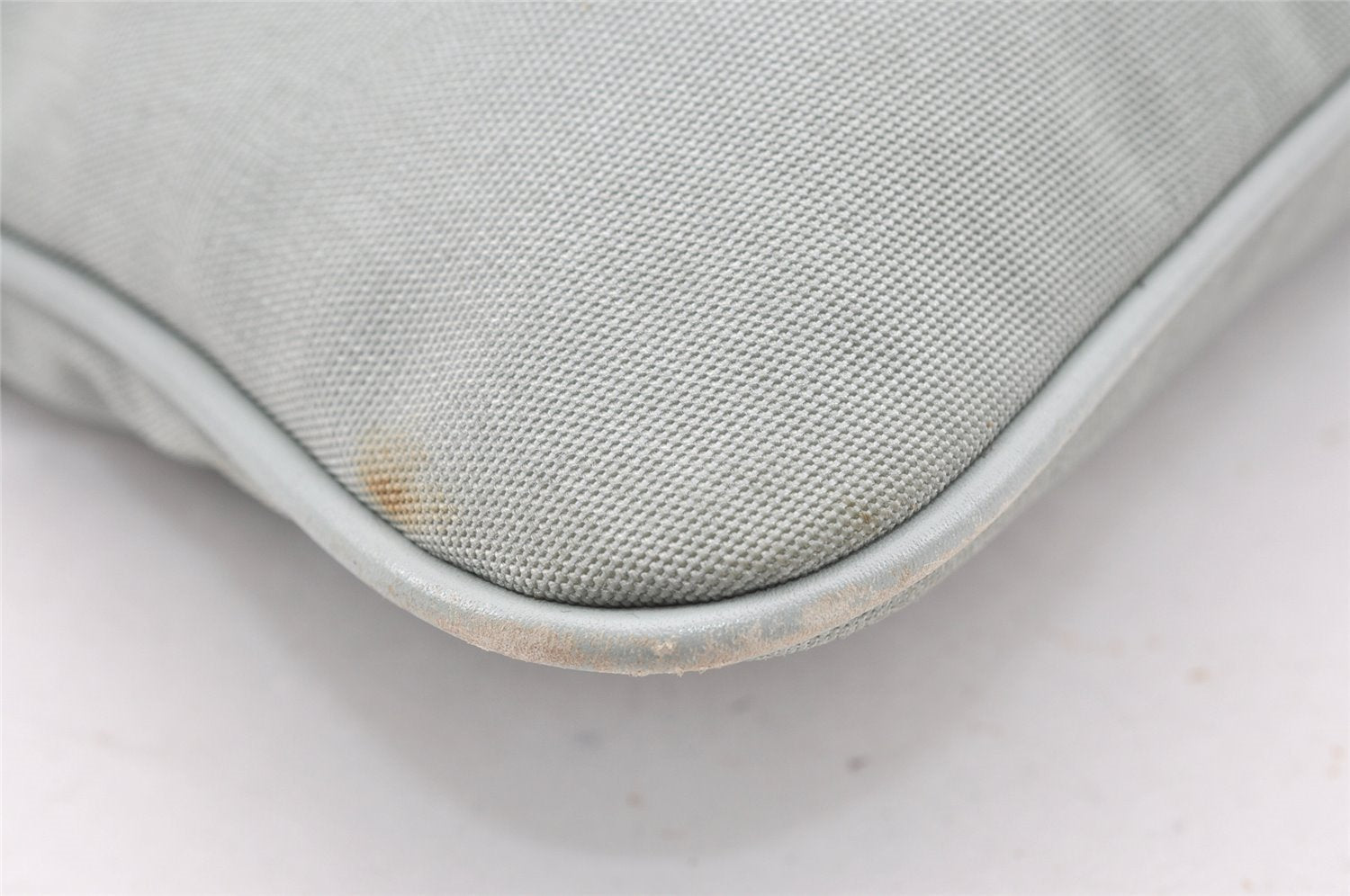 Authentic GUCCI Shoulder Drawstring Bag Canvas Leather 0014021 Light Blue 0796J