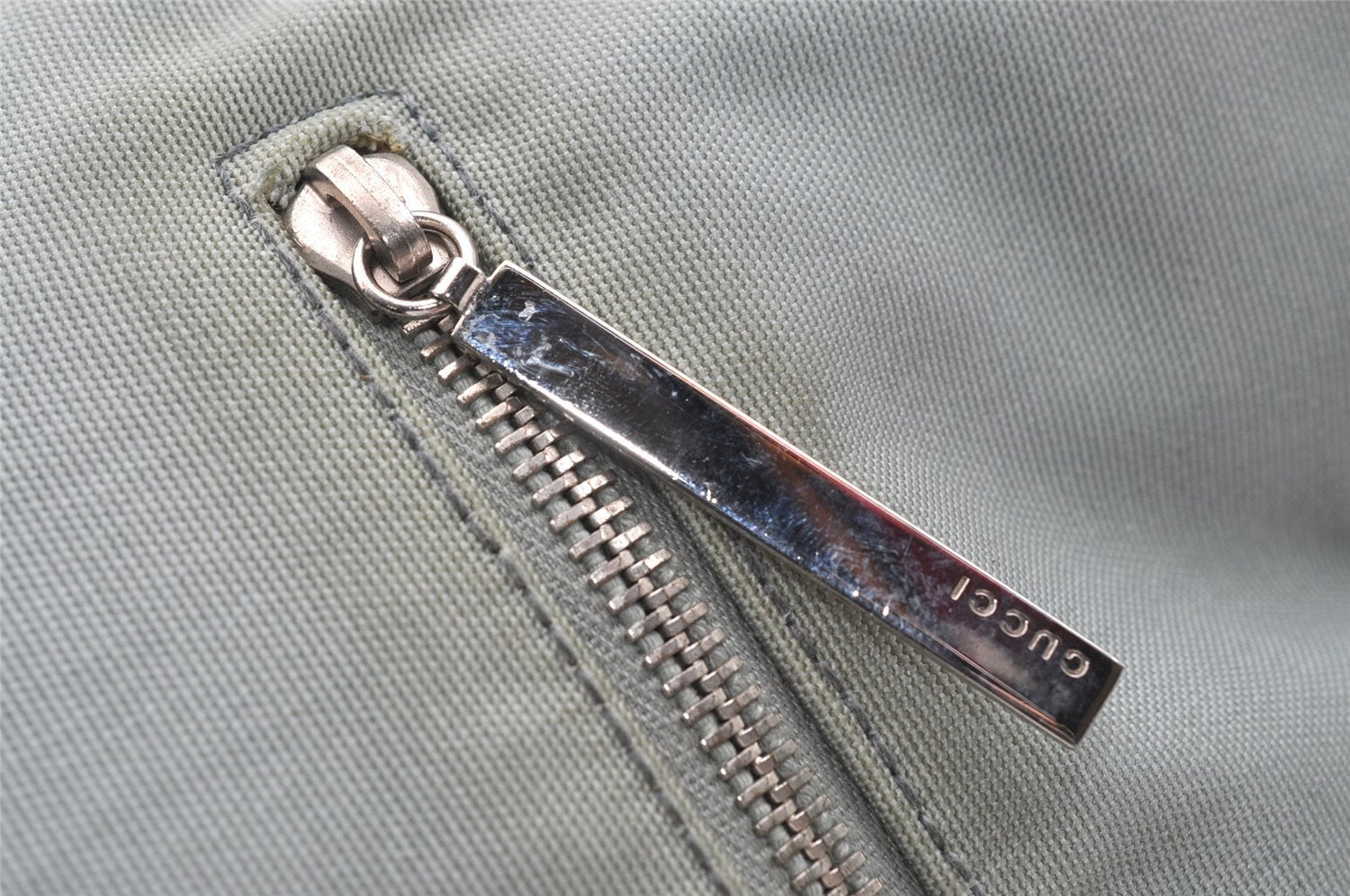 Authentic GUCCI Shoulder Drawstring Bag Canvas Leather 0014021 Light Blue 0796J