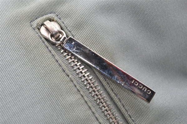 Authentic GUCCI Shoulder Drawstring Bag Canvas Leather 0014021 Light Blue 0796J