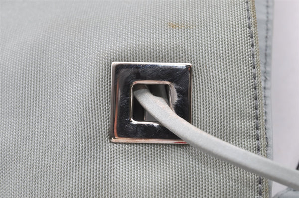 Authentic GUCCI Shoulder Drawstring Bag Canvas Leather 0014021 Light Blue 0796J