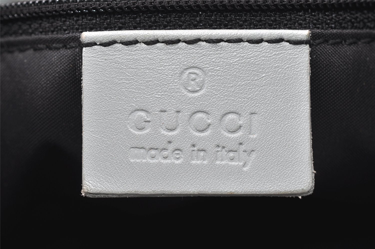 Authentic GUCCI Shoulder Drawstring Bag Canvas Leather 0014021 Light Blue 0796J