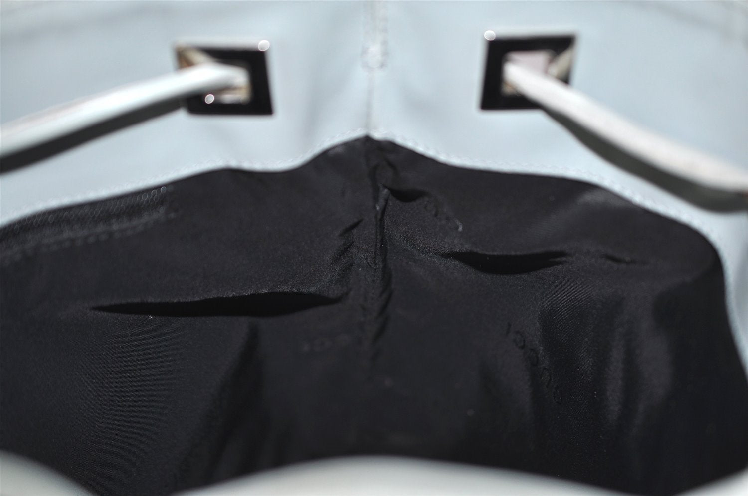 Authentic GUCCI Shoulder Drawstring Bag Canvas Leather 0014021 Light Blue 0796J