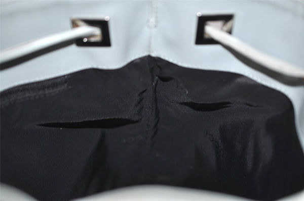 Authentic GUCCI Shoulder Drawstring Bag Canvas Leather 0014021 Light Blue 0796J