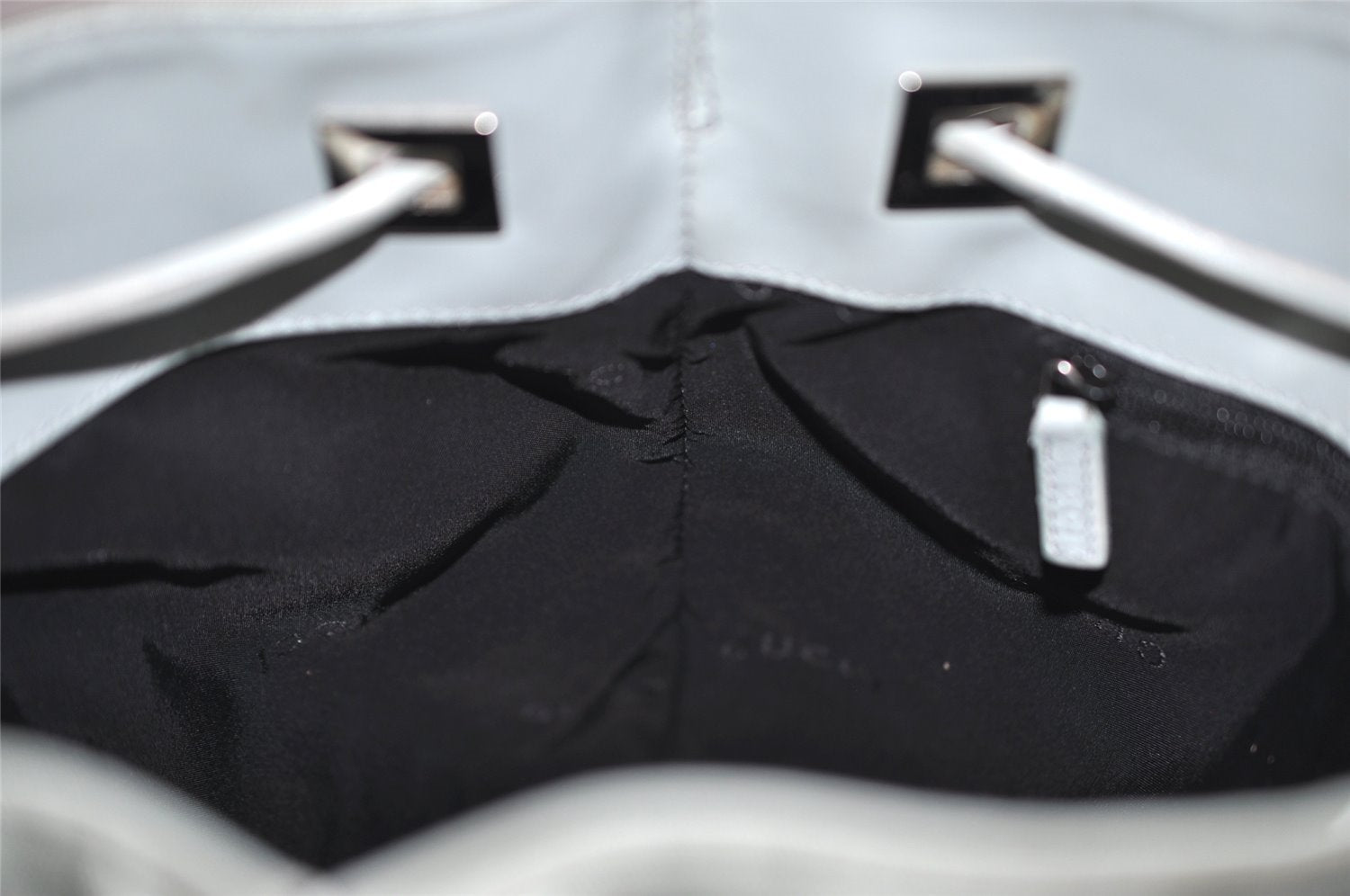 Authentic GUCCI Shoulder Drawstring Bag Canvas Leather 0014021 Light Blue 0796J